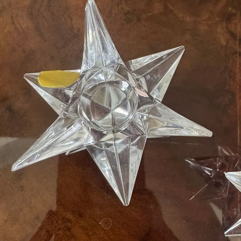 Rosenthal 2 Pair Kosta Star Atomic Crystal Candle Holders Signed New